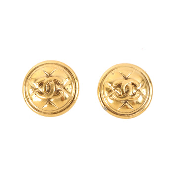 Chanel Quilting Desgin Round Cc Mark Earrings