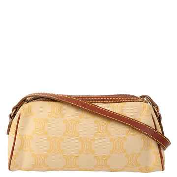 CELINE Paris Macadam Pattern Top Handle Bag Yellow/Brown