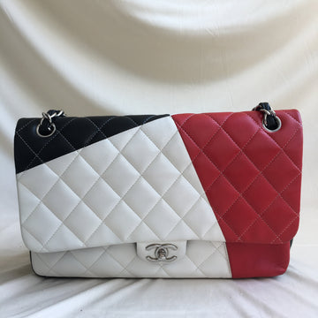 Chanel Red White Black Lambskin Flap Chain Shoulder Bag Sku# 59815