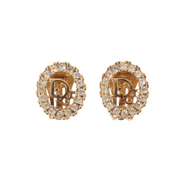 DIOR Rhinestone Oval Logo Cutout Earrings