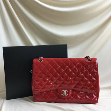 Chanel Red Patent Single Flap Chain Shoulder Bag Sku# 59819