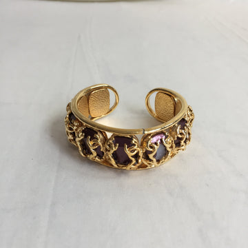 Chanel Gold Purple Stone Cuff Bangle Sku# 60564