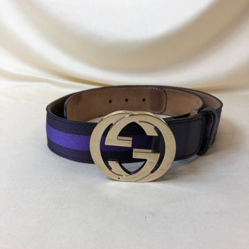 Gucci Purple Black Canvas GG Belt 85/34 Sku# 55841
