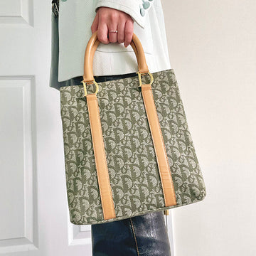 DIOR Trotter Pattern Top Handle Bag Green