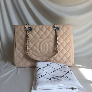 Chanel Beige Caviar GST Quilted Grand Shopping Tote Sku# 61335