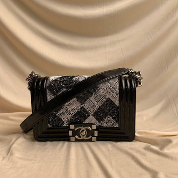 Chanel Sequin with Patent Boy Flap Bag Sku# 60119