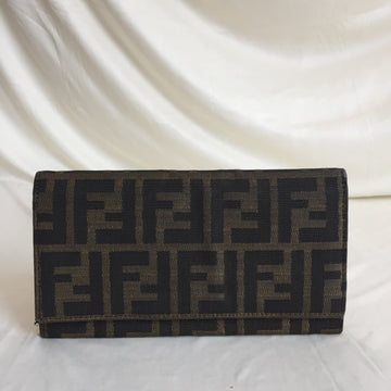 Fendi Brown Zucca Flap Long Wallet Sku# 61326