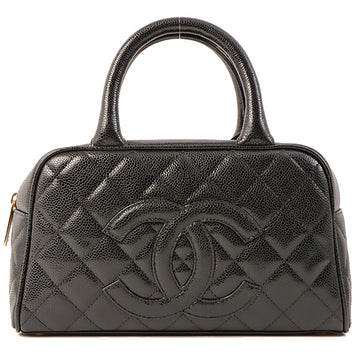 Chanel Around 2003 Made Caviar Skin Cc Mark Stitch Boston Bag Black