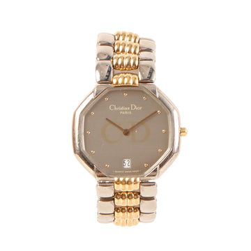 DIOR Octagon Face Date Watch Silver/Gold