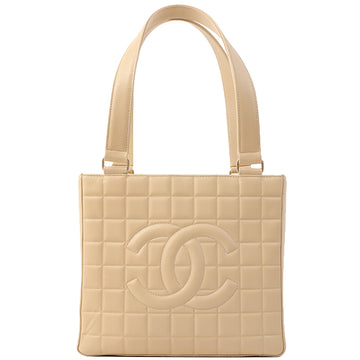 Chanel Around 2003 Made Cc Mark Stitch Chocolate Bar Tote Bag Beige