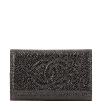 CHANEL Around 1997 Made Caviar Skin Cc Mark Stitch Key Case Black