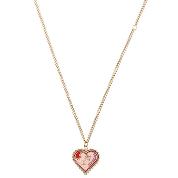 Chanel 2005 Made Cc Mark Heart Motif Necklace Pink/Light Gold