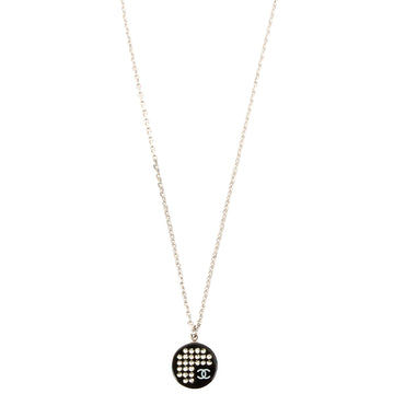 Chanel Cc Mark Rhinestone Necklace Black/Silver