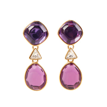YVES SAINT LAURENT Color Stone Swing Earrings Purple