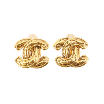 Chanel Matelasse Stitch Cc Mark Earrings