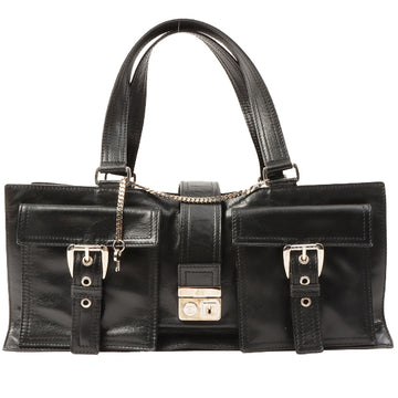 Celine Macadam Plate Logo Buckle Top Handle Bag Black