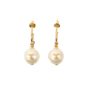 Chanel Pearl Mini Cc Mark Pierced Earrings