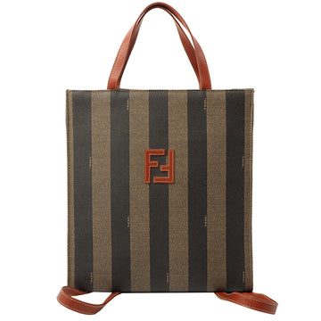 Fendi Striped Pattern Logo Sticht 2Way Bag Camel/Brown