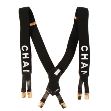 CHANEL Logo Cc Mark Suspenders Black/White