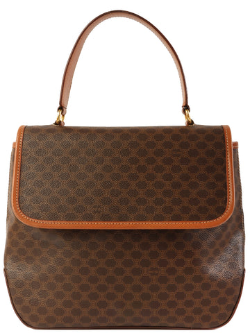 CELINE Macadam Pattern Logo Embossed Top Handle Bag Brown