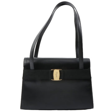 Salvatore Ferragamo Vara Plate Shoulder Bag Black