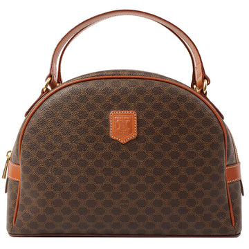 Celine Macadam Pattern Logo Embossed Top Handle Bag Brown