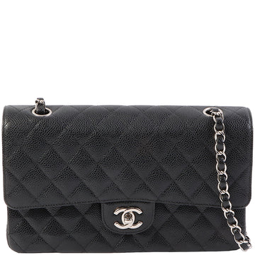 Chanel Around 2008 Made Karl Lagerfeld Autograph Caviar Skin Classic Flap 25Cm Black