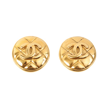 Chanel Round Matelasse Stitch Cc Mark Earrings