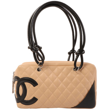 CHANEL Around 2003 Made Cambon Shoulder Bag Beige/Black