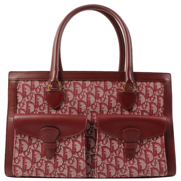 DIOR Trotter Pattern Logo Plate Tote Bag Bordeaux