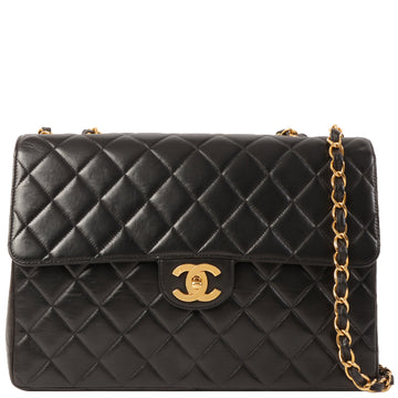 CHANEL Around 1997 Made Classic Flap Chain Bag Jumbo Black