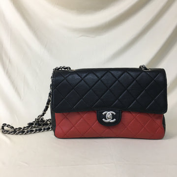 Chanel Red/Black Matelasse Lambskin Flap Chain Shoulder Bag Sku# 58093