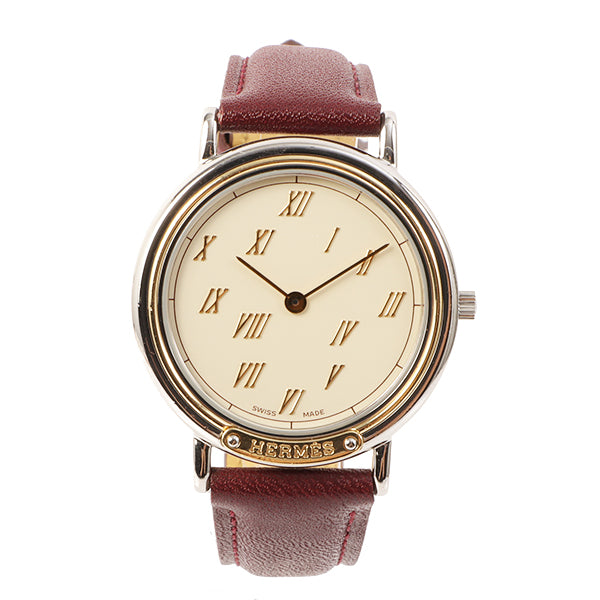 Hermes Meteor Watch Bordeaux Silver