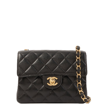 Chanel Around 1998 Made Caviar Skin Classic Flap Chain Bag Mini Black