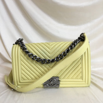 Chanel Yellow Chevron BOY Flap Bag Medium Sku# 61410