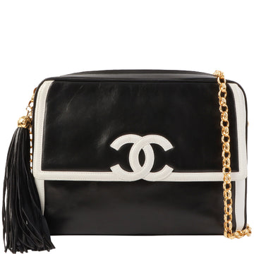 Chanel Around 1992 Made Bicolor Cc Mark Stitch Fringe Bijoux Chain Bag Black/White