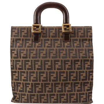 FENDI Ff Pattern Logo Plate Tote Bag Brown