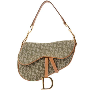 DIOR Trotter Pattern Saddle Bag Moss Green/Camel