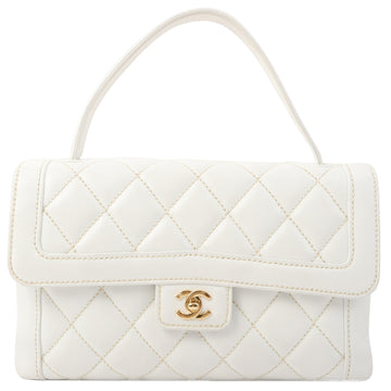 Chanel Around 2005 Made Wild Stitch Turn-Lock Top Handle Bag White