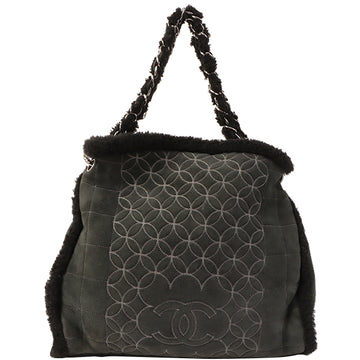 Chanel Around 2005 Made Mouton Cc Mark Stitch Shoulder Bag Black