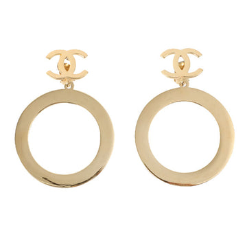 Chanel Cc Mark Hoop Swing Earrings