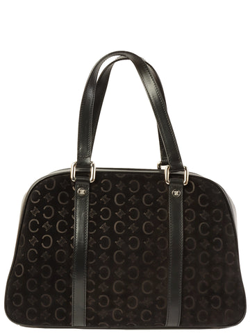 CELINE C Macadam Pattern Top Handle Bag Black