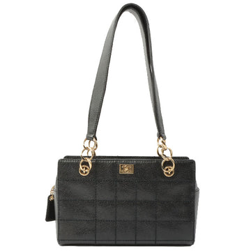 Chanel Around 2002 Made Turn-Lock Choco Bar Shoulder Bag Black