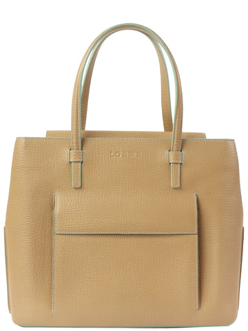 LOEWE Logo Embossed Tote Bag Greige