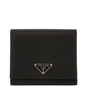 PRADA Nylon Logo Plate Wallet Black