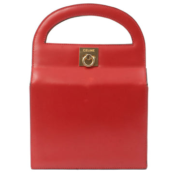 Celine Logo Plate Box Handbag Red