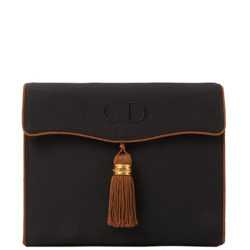 DIOR Logo Stitch Tassel Clutch Bag Black/Brown