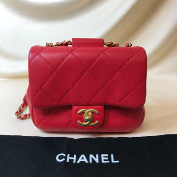 Chanel Red Quilted Lambskin Small In The Loop Handle Flap Bag Sku#61340