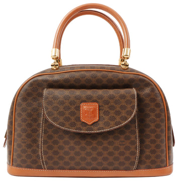 Celine Macadam Pattern Logo Embossed Top Handle Bag Brown