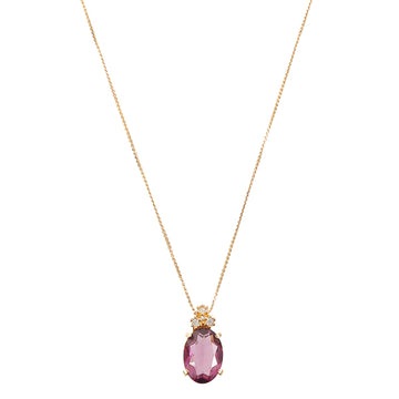 DIOR Oval Color Stone Necklace Purple